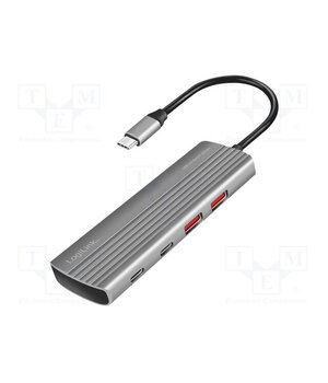 UA0414 Hub USB; USB A socket x2,USB C socket x6,USB C plug; grey; 0.2m fjFG9BGdCp_oMPzYs6DyH0aGI6zmKisRwx0i7D3YTCs