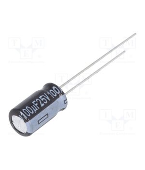 EEUFR1E101 Capacitor: electrolytic; low ESR; THT; 100uF; 25VDC; Ø6.3x11.2mm UG4HQX6ns8_FXf0p7TbVBq_8-tWMCiNR0jpPqmC6Tro