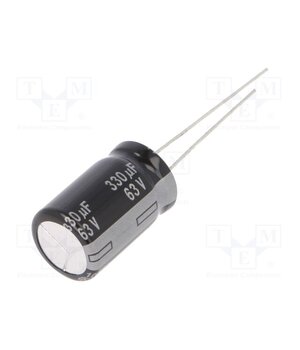 EEUEB1J331 Capacitor: electrolytic; THT; 330uF; 63VDC; Ø12.5x20mm; Pitch: 5mm 9slVklFebOI_4Ak_tNEerVxxM1Is6Kg1_IyT3dTgcSM