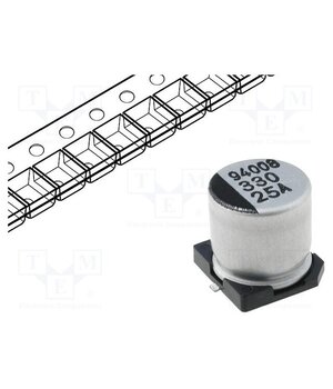 CA1E337M10010VR Capacitor: electrolytic; SMD; 330uF; 25VDC; Ø10x10mm; ±20%; 5000h e5j4tVgywd9lzejya9ndxNfkj9lT3PPhMsDIHbR7FeU