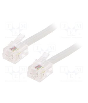 TC6P4C-3M Cable: telephone; RJ11 plug,both sides; 3m; white; Cablexpert SmyHBFwF5I4yLn8a8h3CNGpoSJJVBYf1iwILsAN0l4U