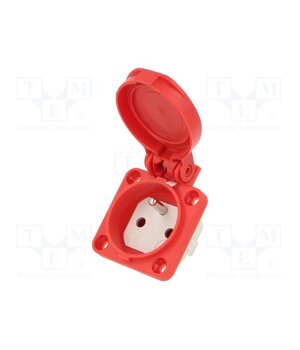 104-0R Connector: AC supply; socket; 2P+PE; 250VAC; 16A; red; PIN: 3; IP54 oDksKxSss5qe0n2VPLDcecgfX3_QNwPZUP19tmT5edE