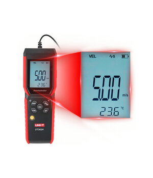 Karstās stieples anemometrs UNI-T UT362H, 0–30 m/s, gaisa plūsmas un temperatūras mērīšana ATSA362H+1.jpg