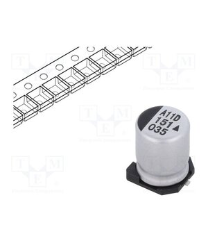 AEA0810151M035R Capacitor: electrolytic; SMD; 150uF; 35VDC; Ø8x10.5mm; 5000h; AEA ybl0-KGYZR1TMDI93Iryw9BEUnz_LVpOF3cB3TxG7Zk