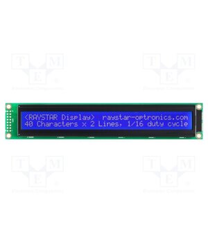 RC4002A-BIW-CSX Display: LCD; alphanumeric; STN Negative; 40x2; blue; LED; PIN: 16 bFYxN9G60KqISGOv5EqxkElNsivFzZnR47VuChqAeew