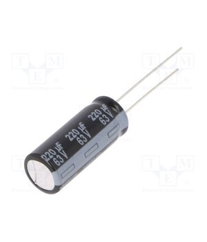 EEUFR1J221L Capacitor: electrolytic; low ESR; THT; 220uF; 63VDC; Ø10x25mm; ±20% gB_HnFnbHlu7bPuIgiuKb7nJvmGhlNyKp270lJiFxwI