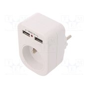 W-01146 Connector: AC supply; splitter; 2P+PE; 250VAC; 10A; white dnq6kuRJKzGxOjyqC_HkWGSfZSQSMdRybhVbO5GmL4E