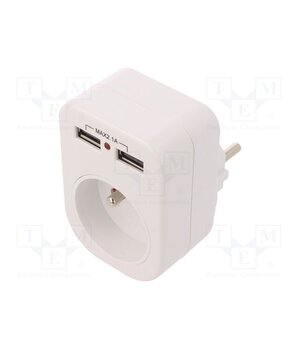 W-01146 Connector: AC supply; splitter; 2P+PE; 250VAC; 10A; white dnq6kuRJKzGxOjyqC_HkWGSfZSQSMdRybhVbO5GmL4E