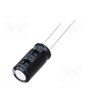 PF1A152MNN1020 Capacitor: electrolytic; THT; 1500uF; 10VDC; Ø10x20mm; Pitch: 5mm xFppnInZTAt6mKhZziImpaM4APhzMblLLIs9Lt96T6o