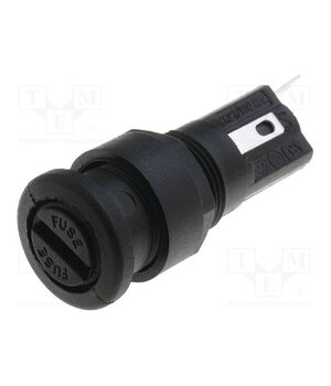 FX0455 Fuse holder; 5x20mm; 250V; on panel; black; UL94V-0; polyester kvbBjn5yYKKVGiZHxzLXvBnt3nrb3bXWGZSbiilGwVI