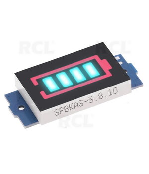 Litija baterijas jaudas indikatora modulis, 4,2 V 1s, 3,3 V–3,9 V, zils

 ATMI52.jpg