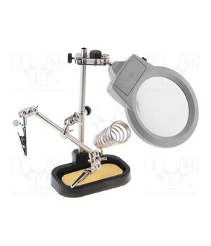 LUP-STAND-1 PCB holder with magnifying glass; Ø90mm; third hand Q4S3ytJaGCwbsiaqkxUtAHNw6nORSp-OSQzuhTS7ewE