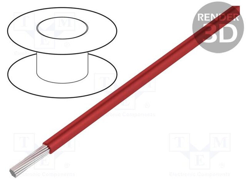 422607 RD001 Wire; HookUp Wire; stranded; Cu; 26AWG; PVC; red; 300V ...