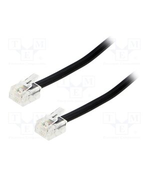 TEL-RJ11-BK/01 Cable: telephone; RJ11 plug,both sides; 1m; black jPxtrJIzzVJOo7D_ELI5t7VcoqkUadaNHsxxGzmmZdU