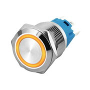 PUSH BUTTON SWITCH OFF-(ON) 12-24V DC, 3A, ø16mm, IP67, yellow