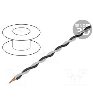 TSK1130 WHITE BLACK Wire: assembly; 2x0.25mm2; stranded; Ext.dimensions: 2x1.4mm; 100m 2_Um2q17LLJlhh0Ek48IHMO0-MB07v5OCmDqoABMa7w