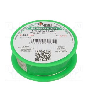 SN96,5AG3CU0,5-WS212/2,5%0.25 100 G Tin; lead free; Sn96,5Ag3Cu0,5; 0.25mm; 100g; reel; 217÷220°C; 2.5% ExwSe1FVglLGWQoTXZP-K-RfkCZxcHzSKATqJuBRtIc