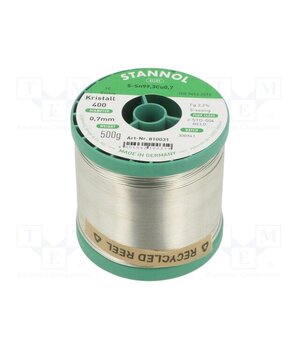 810031 Tin; lead free; Sn99,3Cu0,7; 700um; 0.5kg; reel; 227°C; Flux: SW33 hh8KnDEPb-sKlZf5hG0r9Nd-TffqcSNbFVVjo7w3Eyg