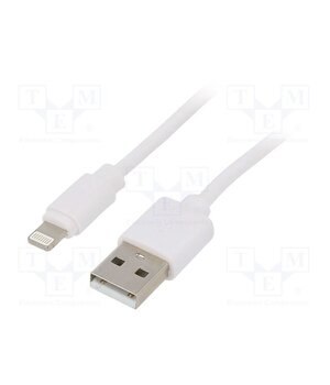 CC-USB2-AMLM-W-1M Cable; USB 2.0; Apple Lightning plug,USB A plug; 1m; white; PVC kpAWD5c9OBmx7xIHY5fEgV6rEFqCX3lR0h26wA663uo