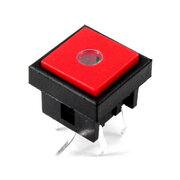 MICROSWITCH OFF-()ON) 12V 0.05A square 10mm red with LED