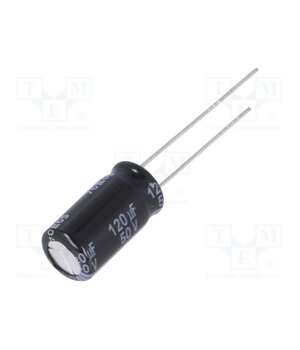 EEUFR1H121L Capacitor: electrolytic; low ESR; THT; 120uF; 50VDC; Ø8x15mm; ±20% mPTbswxnWC3VSKcuKQCtrnFom0bhdD35HUjCAY-qPuc