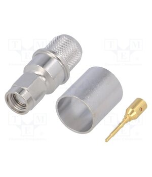 J01150A0588 Connector: SMA; plug; male; straight; 50Ω; crimped; for cable; PTFE Pw0tyaaah3eFXvapYfcKVkZRb-OBlDpl8xAhralPMYY
