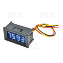 VOLTMETRAS - MODULIS 0.36" LED mėlynas, DC 0-100V, 4 skaičiai, su korpusu, 3 laidai