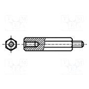 1384872 Screwed spacer sleeve; 40mm; Int.thread: M3; Ext.thread: M3; steel Z8gM67CtMubkuSYJloydVOJtrj6SawnV94gd1nBzCUQ