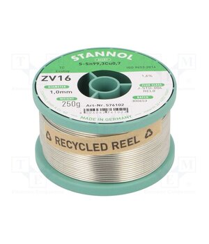 576102 Tin; lead free; Sn99,3Cu0,7; 1mm; 250g; reel; 1.6%; Flux: SW33; ZV16 W0-oxKWbV5vbGx7H06GDM3168FXkrO7klc2KhqU92ns
