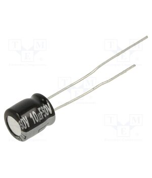 EEAGA1H100H Capacitor: electrolytic; THT; 10uF; 50VDC; Ø6.3x7mm; Pitch: 2.5mm QUANXulm4o9GUFWUdNsfD2UkqE-_bWM2Kn-3_DUNnL8