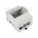 Raspberry Pi B+/2/3 korpusas DIN, bėgeliui, baltas,  su skaidriu dangteliu