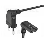Power Cable angled Euro plug <-> IEC-320-C7, 2m, black