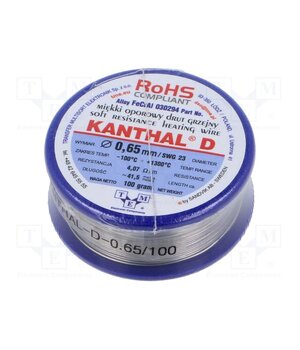 030294 100G Resistance wire; 4.07Ω/m; -100÷1300°C; 0.1kg; Øout: 0.65mm; FeCrAl _k7OyAe9ZdBv1NwwaNeN2XX1sgqzqsbAqj7nS2j8smE