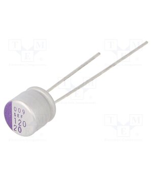 20SEF120M Capacitor: polymer; 120uF; 20VDC; THT; ±20%; Body dim: Ø6.3x6mm VWtpgE0RQX2Degbv6ZZJDC4KlnFgMjXJJTy7UBcR3jI