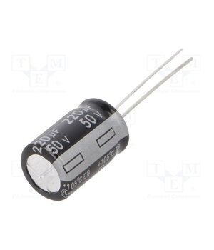 EEUEB1H221B Capacitor: electrolytic; THT; 220uF; 50VDC; Ø10x16mm; Pitch: 5mm 0Kb1hgaGDsBdcNjrGXU1V0KfcC-yxZyPYPdDoIS4pLQ