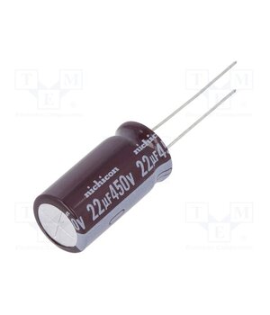 ULD2W220MHD Capacitor: electrolytic; THT; 22uF; 450VDC; Ø12.5x25mm; Pitch: 5mm OXTB1SVUqqvJhnULFXI70sOvs6_f16iah-uxR0fKBpM