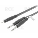 KABELIS 2x6,35 mm Jack (K) mono <-> 3.5 mm Jack (K) lizdas stereo, 5m