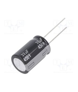 EEUEE2W330 Capacitor: electrolytic; THT; 33uF; 450VDC; Ø16x25mm; ±20%; 10000h _9IOzTTqWGzqRuVNFixe7Pz2YyEZnjja5tTXuujsQro