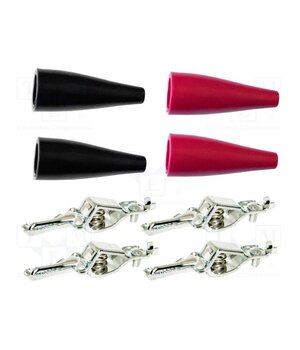 010015 Crocodile clip; 5A; black,red; tinned; Insulation: PVC; 8pcs. 4RxNWDOM5ZkKPbo15RVmxMKWM-C65NnMjNPez1OYsUQ