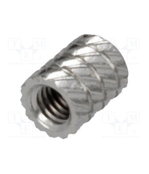 11M3NI Threaded insert; brass; nickel; M3; L: 5.9mm; Øout: 4.5mm py4CtBR3ySaP9aNMJt9EDhaCp1B_dwD1m3BDKrlX-lY