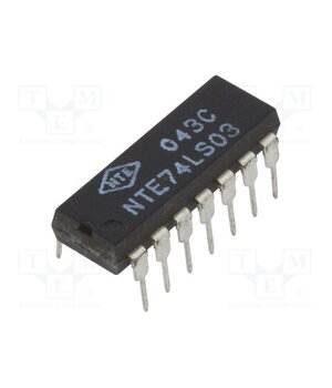 NTE74LS03 IC: digital; NAND; Ch: 4; IN: 2; TTL; THT; DIP14; OUT: open collector njUkQqpxnXo9PnpQNPbYNOJxUeyaQkUXpGttLpPPodQ