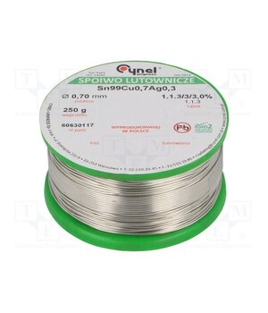 SN99CU07AG03-1.1.3/0.7MM 250G Tin; lead free; Sn99Ag0,3Cu0,7; 700um; 250g; reel; 216÷227°C; 3% kadL9HDOsib0qXFKB7Y05JXiUV138qUmGSAQCjl3Wfk