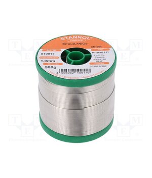 810917 Tin; lead free; Sn99,3Cu0,7+NiGe; 1mm; 0.5kg; reel; 227°C 5N8PFcVgW56obcJ_InI8kBU7_aTOguKJ3h1yILSUvJs