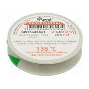BI57SN42AG1-B/T Ø 1.00 25 G Tin; lead free; Bi57Sn42Ag1; 1mm; 25g; reel; Flux: flux free; 138°C f3vyZj4TfRAIx7OYhtSMcljAhtTN84dhEHAeCi6fGrY