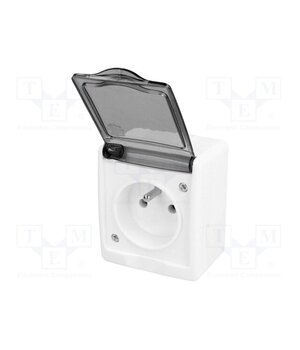 D.3110G/1 Connector: AC supply; socket; 2P+PE; 250VAC; 16A; white; PIN: 3; IP44 uA8mdSMVrBTgHeeiir4ufMZ2CpnHhW7I5xxwPzJR4BQ