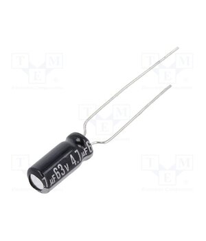 EEUEB1J4R7SB Capacitor: electrolytic; THT; 4.7uF; 63VDC; Ø5x11mm; Pitch: 5mm Sdlo0Dx8954zYNN6t3g1M5lVS5AiMH9oBZQBzdqug4Q