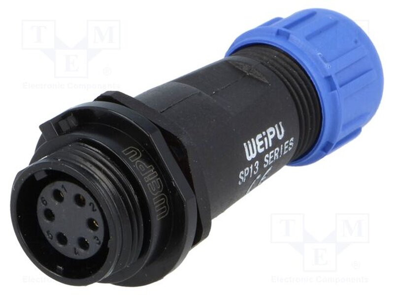 SP1311/S2ININ Stecker weiblich SP13 PIN: 2 IP68 4-6,5mm 13A Löten 250V 2mm2 WEIP