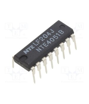 NTE4051B IC: analog switch; demultiplexer,multiplexer; Ch: 8; DIP16; 600uA SRwdhqTcVDOzue2J11fRdH6yIxcqLToAbIMyMpxCzzs