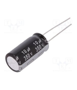 EEUEB2V100 Capacitor: electrolytic; THT; 10uF; 350VDC; Ø10x20mm; Pitch: 5mm CoHFqjzZcNaWFvoDx0Jd0xdxdsp64z2sDOITeOkClJk