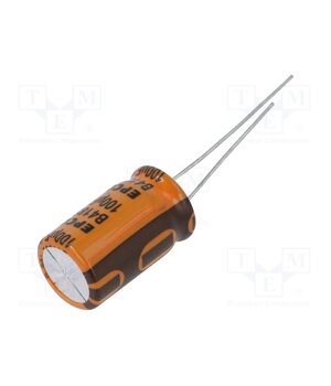 B41858C9107M000 Capacitor: electrolytic; THT; 100uF; 100VDC; Ø12.5x20mm; Pitch: 5mm yUdj124ezKFtFV2uL8OUp449c40h1NEzOCVdJsNMOs0